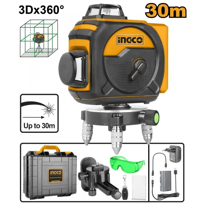 Лазерный  многолинейный  уровень 3Dx360 INGCO HLL255267