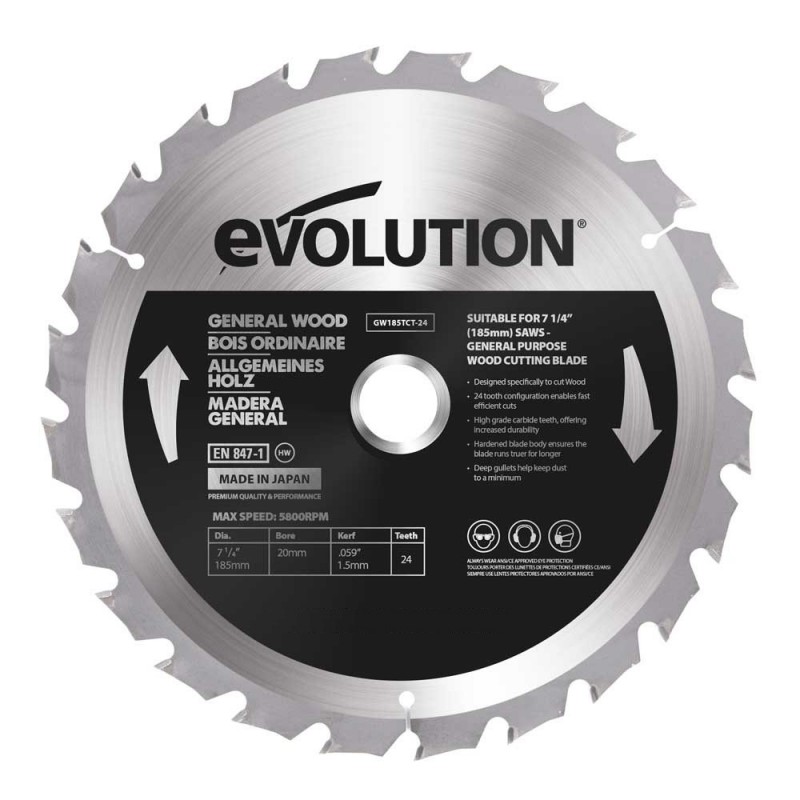 Диск по дереву 185 мм Evolution GW185TCT-24