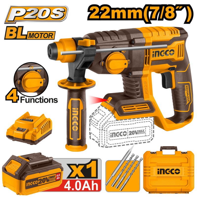 Перфоратор на аккумуляторе  SDS plus 2.0J  INDUSTRIAL INGCO...