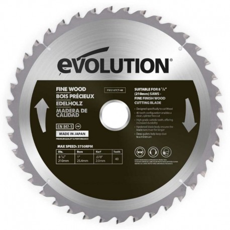 Диск по дереву 210 мм Evolution FW210TCT-40