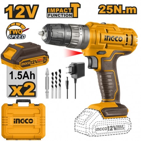 Шуруповёрт аккумуляторный INGCO 12V/2*1.5A CIDLI1228