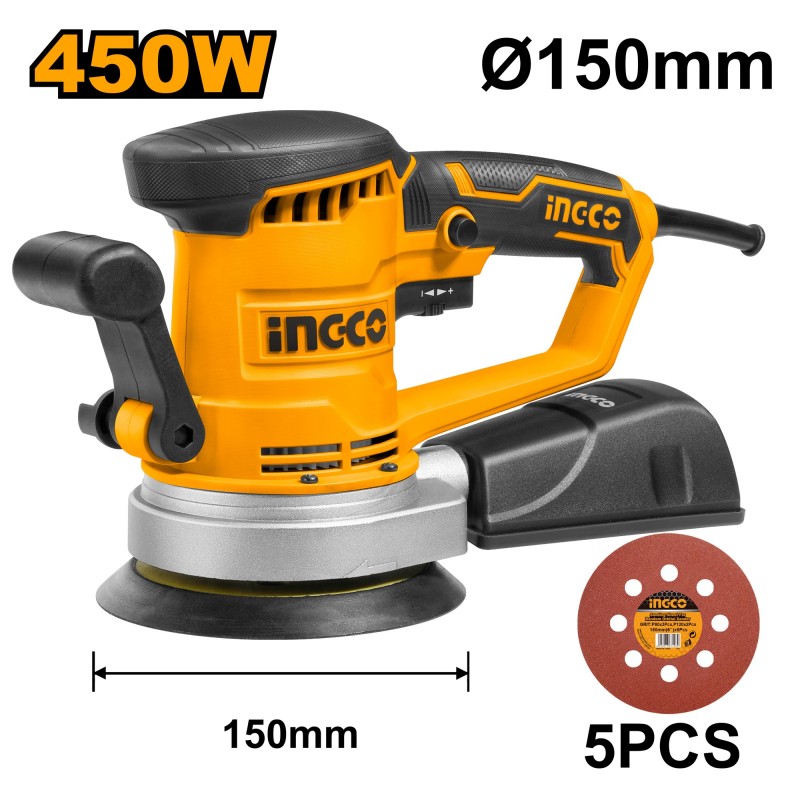 Шлифовальная машина эксцентриковая 450Вт INGCO RS4508