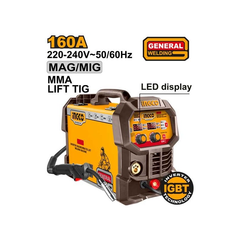 Сварочный аппарат полуавтомат MAG/MIG/MMA/TIG 160A INGCO...