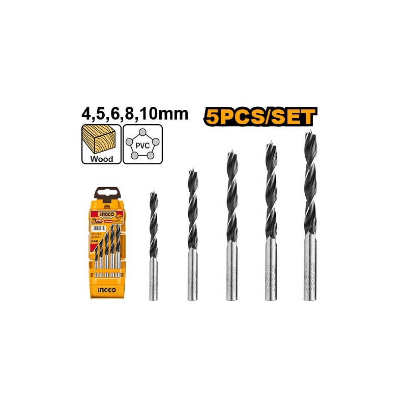 Комплект сверл по дереву 4-10mm 5шт INGCO AKD5058