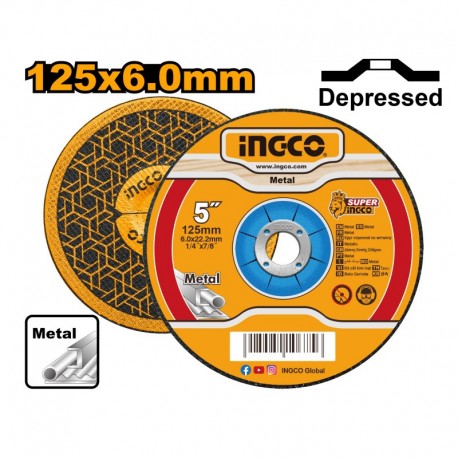 Диск абразивный для шлифовки 125*6*22.2mm INGCO MGD601251