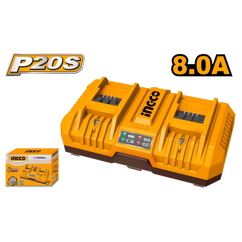 Двойное зарядное устройство  20V 8.0A  INGCO FCLI2082