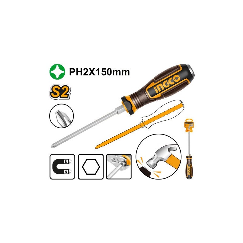 Отвертка  PH2*150 INGCO HGTPH2150