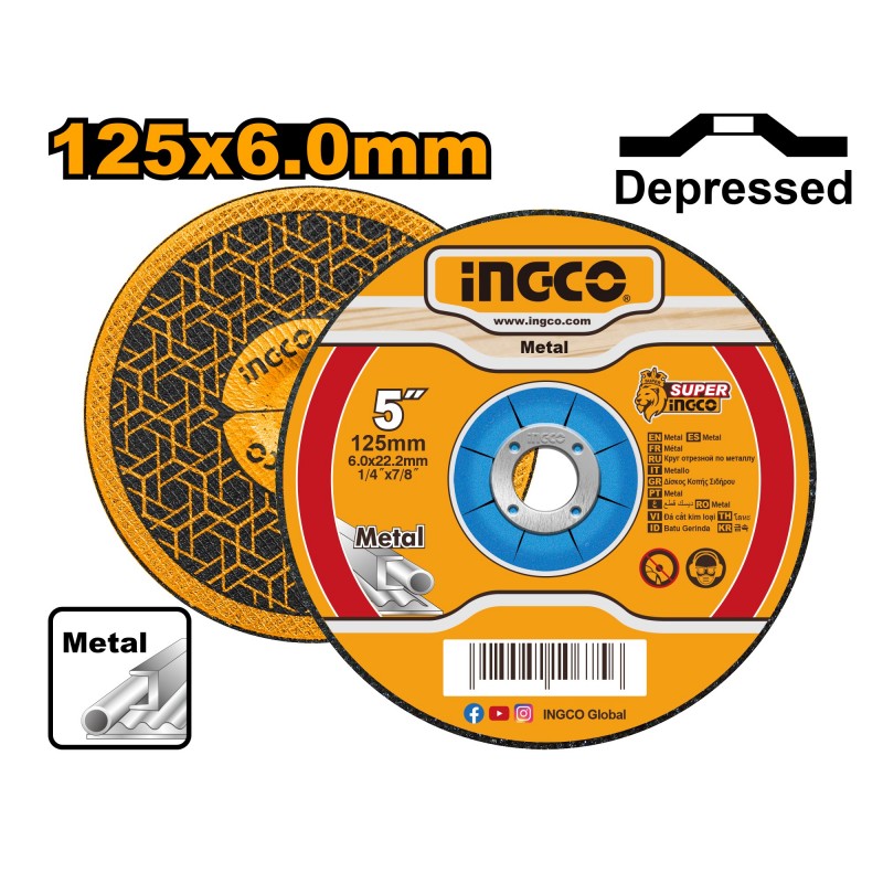 Диск абразивный для шлифовки 125*6*22.2mm INGCO MGD601251
