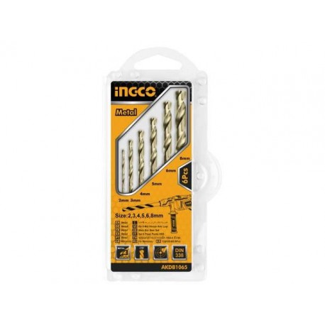 Набор сверл по металлу 6 шт 2-8мм INGCO AKDB1065
