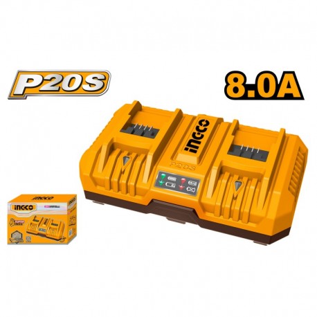 Двойное зарядное устройство  20V 8.0A  INGCO FCLI2082