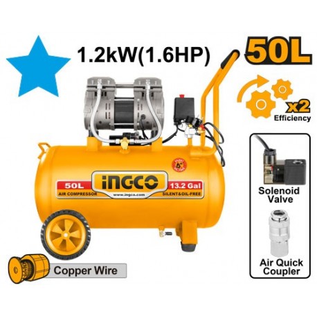 Компрессор без маслянный 50Л 1200Вт INGCO ACS112501